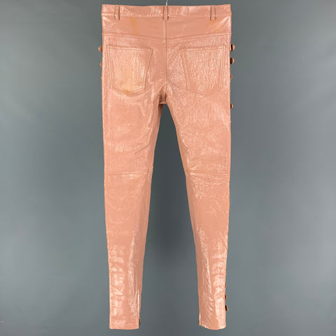 GUCCI Resort 2019 by Alessandro Michele Size 32 Pink Patent Leather Side Tabs Casual Pants