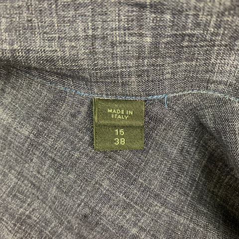 BURBERRY PRORSUM Spring 2014 Size L Navy Blue Linen Shirt
