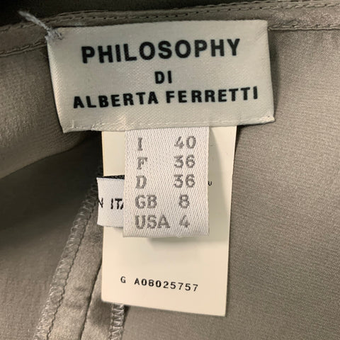 PHILOSOPHY di ALBERTA FERRETTI Talla 4 Blusa sin mangas de seda gris plateada