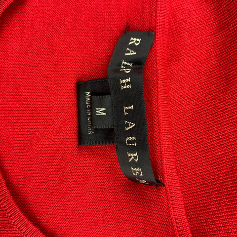 RALPH LAUREN Black Label Taille M Jersey Rouge Cachemire / Pull Soie