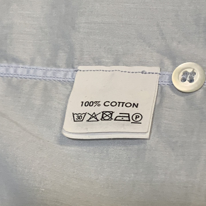 DRIES VAN NOTEN Size M Light Blue Cotton Button Up Patch Pocket Cuffed Short Sleeve Shirt