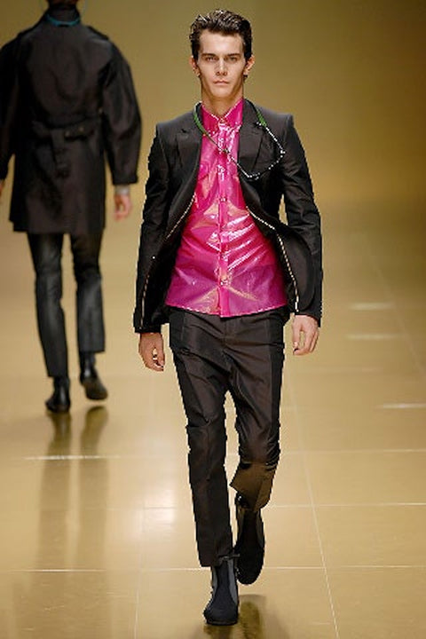 BURBERRY PRORSUM Primavera 2008 Talla 38 Traje regular de algodón / seda a rayas ciruela