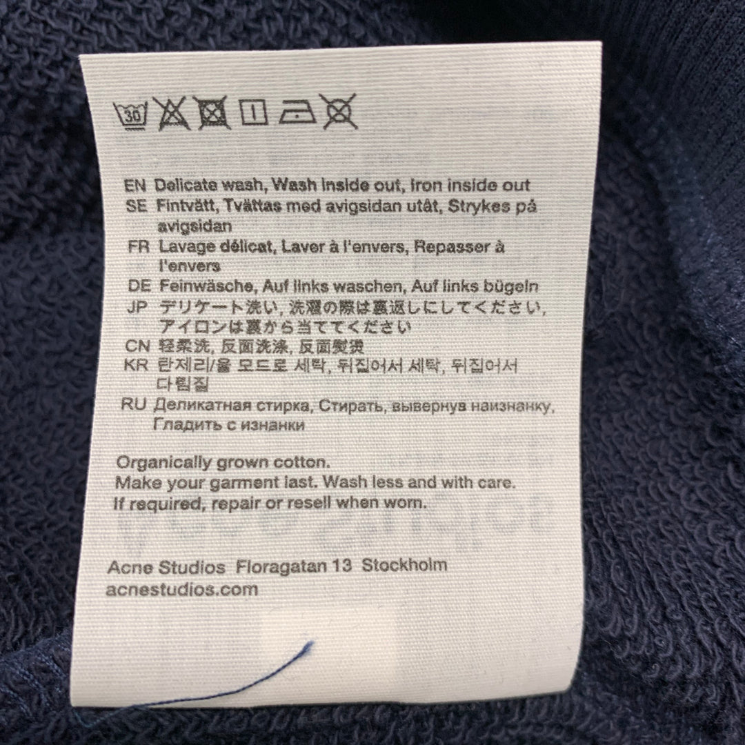 ACNE STUDIOS Size S Navy Embroidery Cotton Crew-Neck Sweatshirt