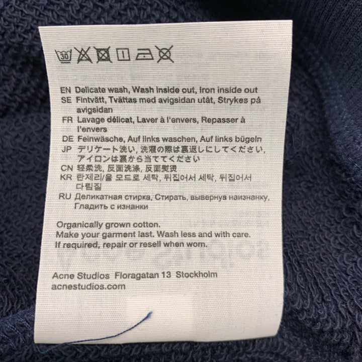 ACNE STUDIOS Size S Navy Embroidery Cotton Crew-Neck Sweatshirt