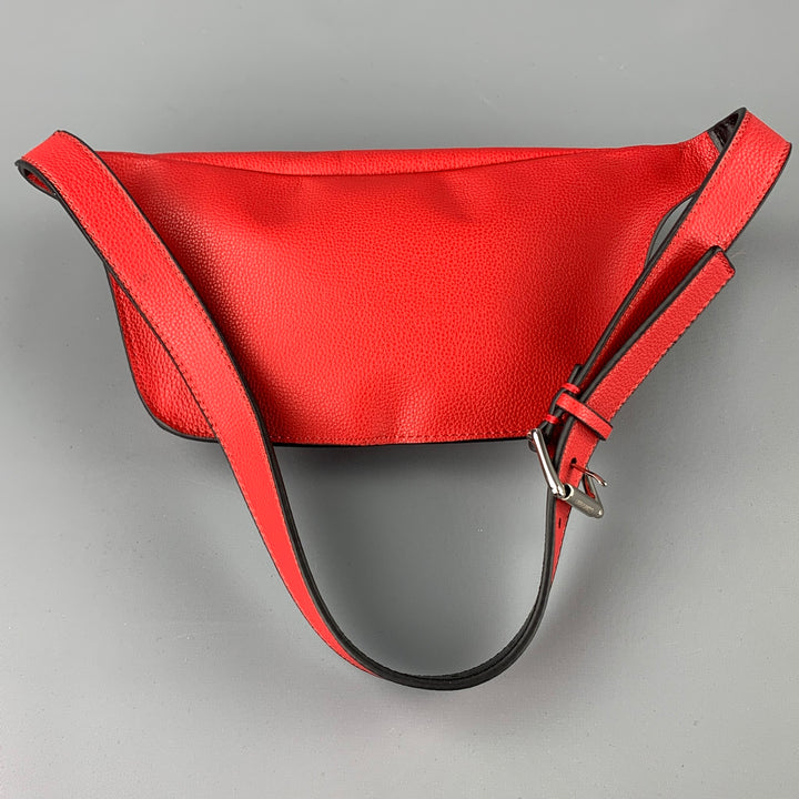 CALVIN KLEIN Red Pebble Grain Leather Fanny Pack