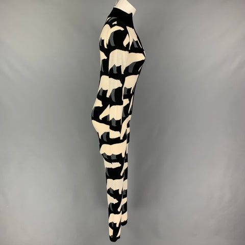 PERFECT MOMENT Size S Black White Merino Bear Print Wool Long Sleeve Onesie Jumpsuit
