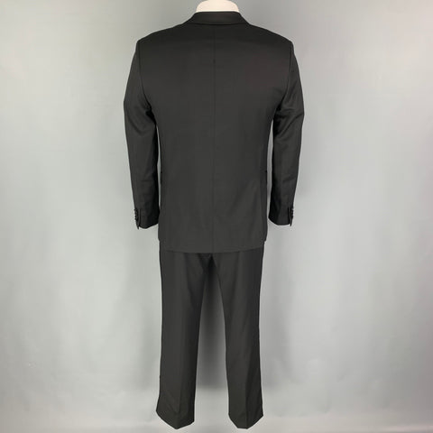 THEORY Size 40 Regular Black Wool Peak Lapel Tuxedo Suit
