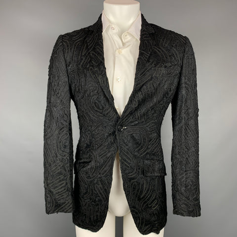 DOLCE & GABBANA Size 34 Black Guipure Viscose Blend Sport Coat