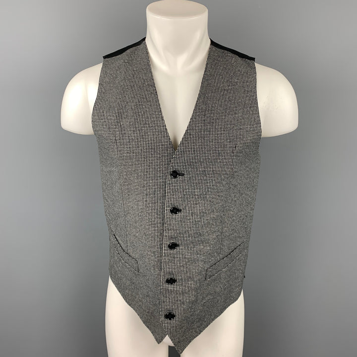 DOLCE & GABBANA Size 38 Grey & Black Houndstooth Cotton Vest