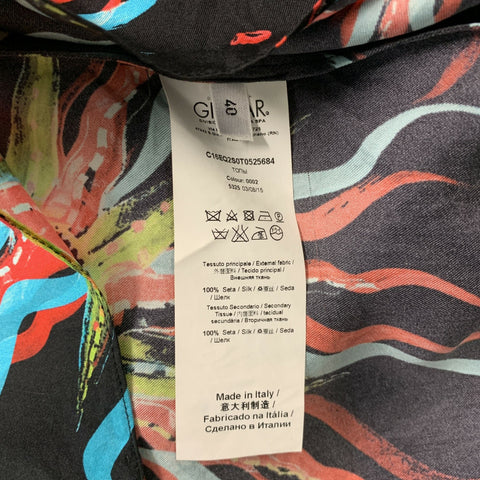 FAUSTO PUGLISI Size 4 Black Multicolour Silk Stars Blouse