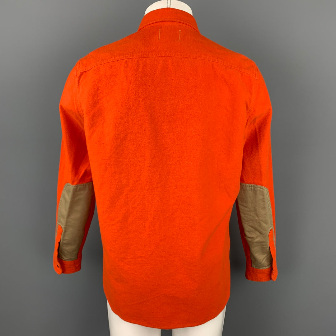 TODD SNYDER x L.L. BEAN Size M Orange Cotton Elbow Patches Long Sleeve Shirt