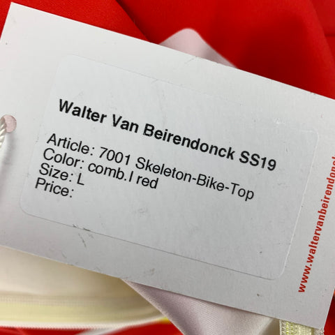 WALTER VAN BEIRENDONCK SS19 Size L  Red Graphic Nylon Jersey Bike Top