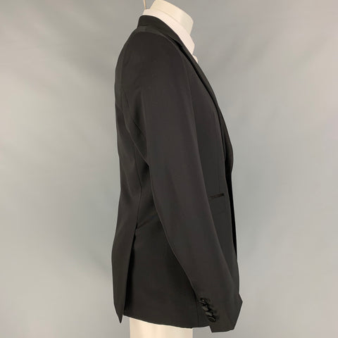 BURBERRY PRORSUM Size 40 Regular Black Virgin Wool Tuxedo Sport Coat