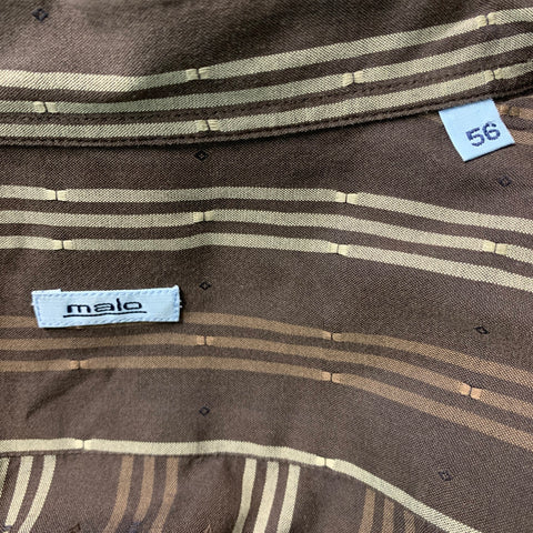 MALO Size XXL Brown Stripe Cotton Button Up Long Sleeve Shirt