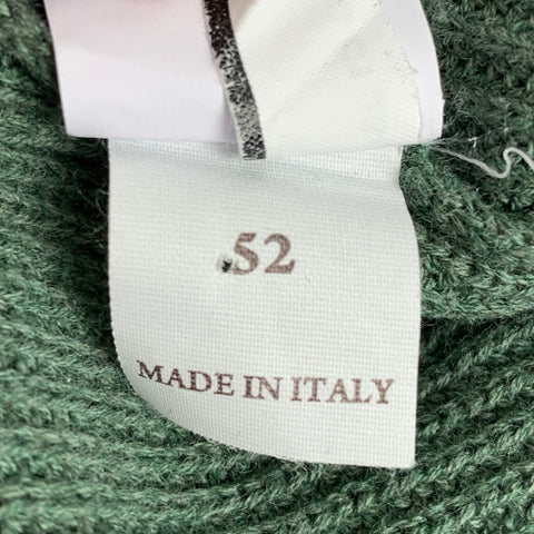 BRUNELLO CUCINELLI Size L Green Knitted Cotton Shawl Collar Cardigan