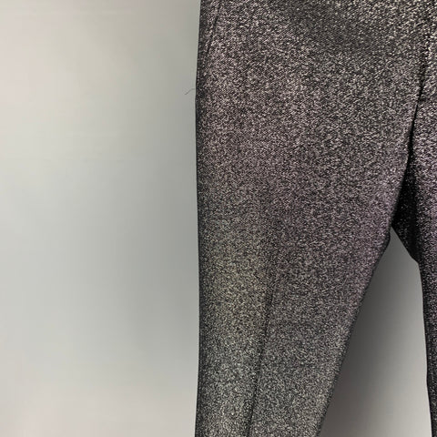 MICHAEL KORS Size 32 Black Silver Metallic Wool Lurex Zip Fly Dress Pants