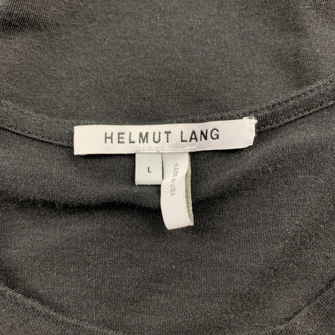 HELMUT LANG Size L Black Cotton Crew-Neck T-shirt