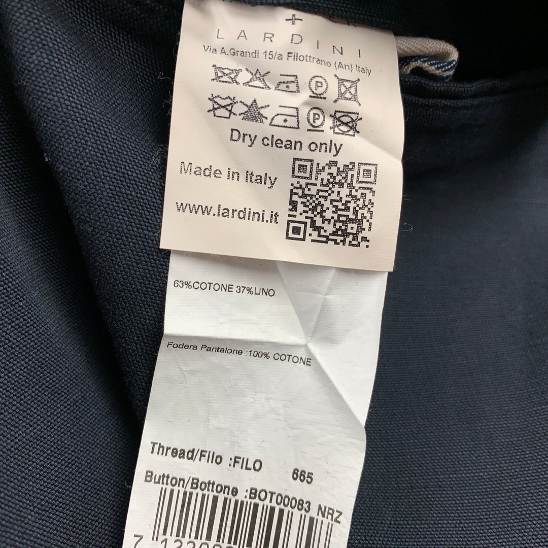 WOOSTER + LARDINI Size 32 Navy Cotton / Flax Cropped Casual Pants