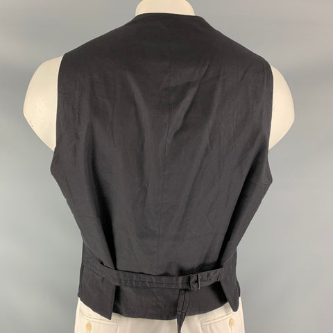 JOHN VARVATOS  Size 44 Black Solid Wool Blend Buttoned Vest