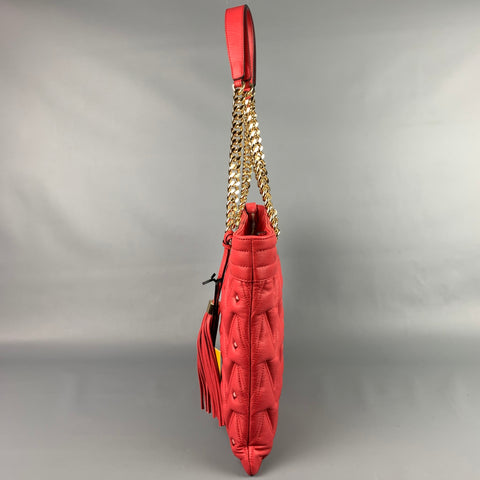 VALENTINO by Mario Valentino Red Quilted Leather Tote Handbag