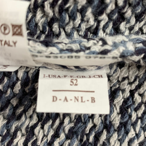 BRUNELLO CUCINELLI Size 42 Navy & Light Grey Heather Cotton / Acrylic Shawl Collar Jacket