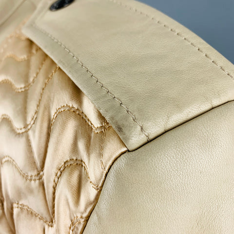 TOM FORD Size 8 Beige Viscose Quilted Biker Jacket