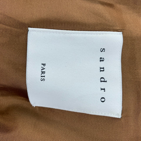 SANDRO Size S Tan Cotton Zip & Buttons Jacket