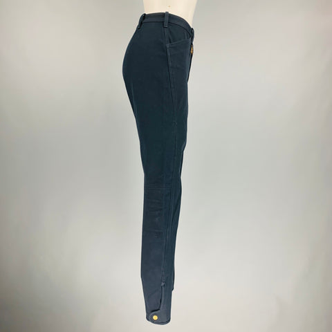 RALPH LAUREN Talla 8 Pantalones casuales de ante con retazos de elastano y algodón azul marino