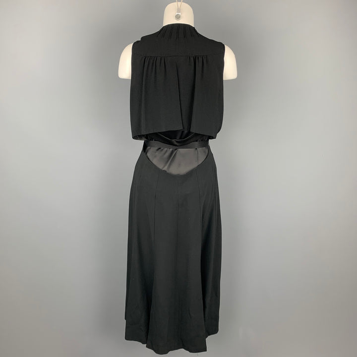 MARC JACOBS Size 6 Black & White Crepe Acetate / Viscose Sleeveless Belted Dress