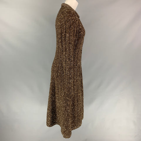 RALPH LAUREN Purple Label Size 8 Gold & Brown Knitted Cashmere Blend Coat