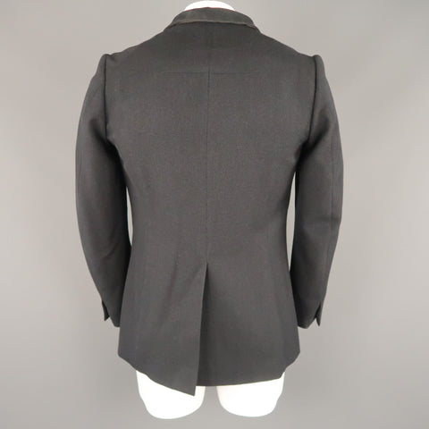 GUSTAVOLINS M Black Solid Wool  Notch Lapel Jacket