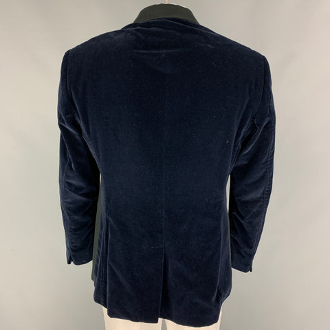 ROBERTO CAVALLI Size XL Navy Black Cotton Velvet Sport Coat