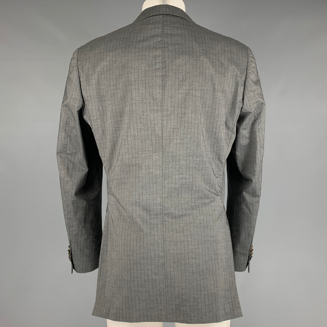 ETRO Size 40 Grey Brown Stripe Cotton Single breasted Sport Coat