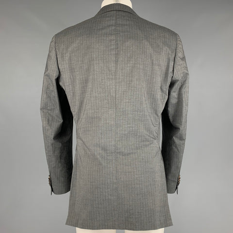 ETRO Size 40 Grey Brown Stripe Cotton Single breasted Sport Coat