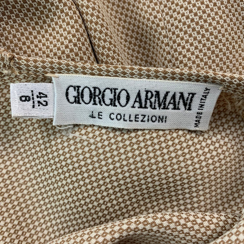 GIORGIO ARMANI Size 6 Beige Viscose Acetate Squares Blouse