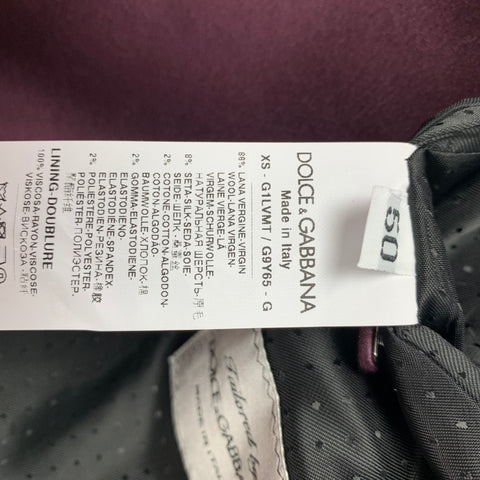 DOLCE & GABBANA SS15 Size 40 Regular Burgundy Black Passementerie 3D Embroidery Virgin Wool 3 Piece Suit