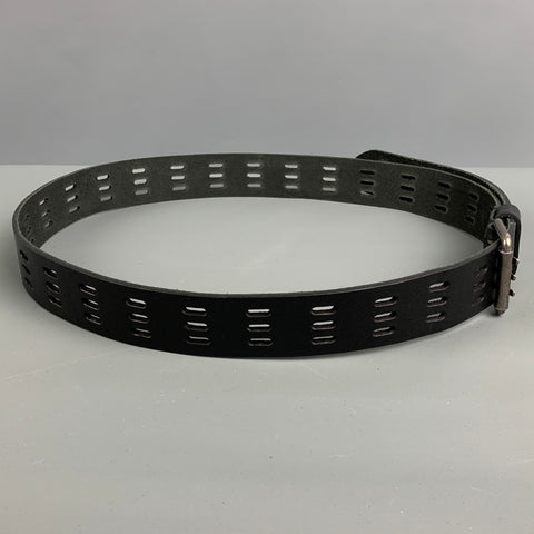 SAINT LAURENT Size 36 Black Perforated Leather Belt
