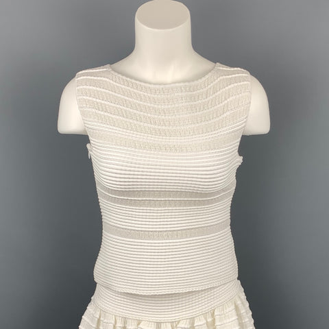 ALAIA Conjunto de falda y top sin mangas de punto texturizado blanco talla S