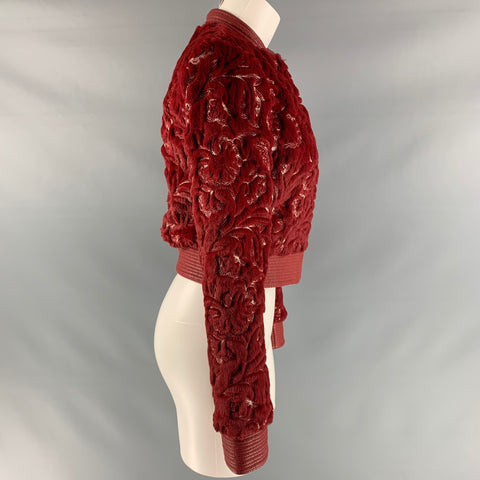 LA PERLA Chaqueta bomber bordada de poliéster y algodón roja y blanca talla 2