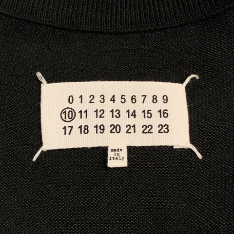 MAISON MARGIELA Size L Black Distressed Cotton Blend Contrast Stripe Trim Pullover Sweater