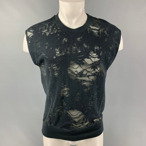 IRO Nuala Size S Slate Distressed Cotton Blend Sleeveless Pullover