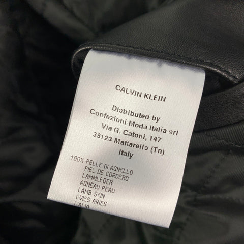 CALVIN KLEIN COLLECTION Size 38 Black Leather Motorcycle Jacket