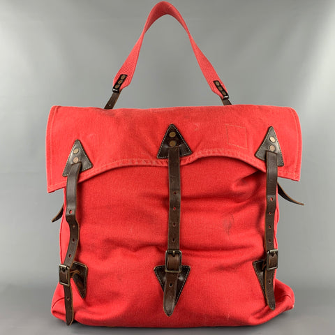 RRL by RALPH LAUREN Sac à dos en toile rouge avec bordure en cuir