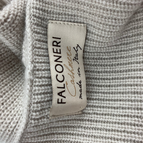 FALCONERI Size S Oatmeal Ribebd Cashmere Shawl Collar Cardigan