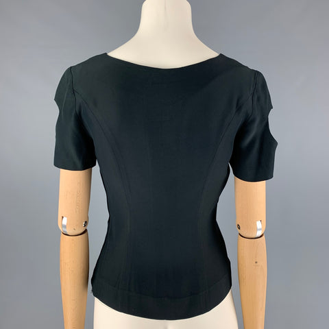 MOSCHINO Talla 6 Jersey de manga corta de rayón de acetato negro