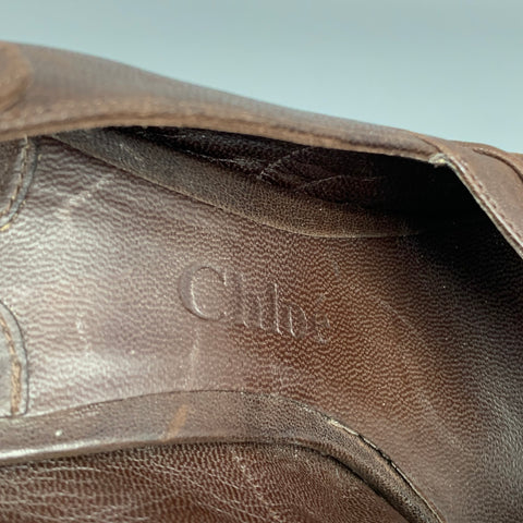 CHLOE Size 6 Brown Leather Chunky Heel Platform Sandals