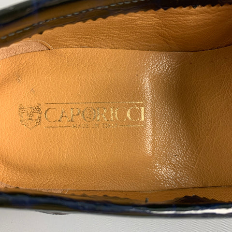 CAPORICCI Size 9 Black Gold Embossed Leather Loafers