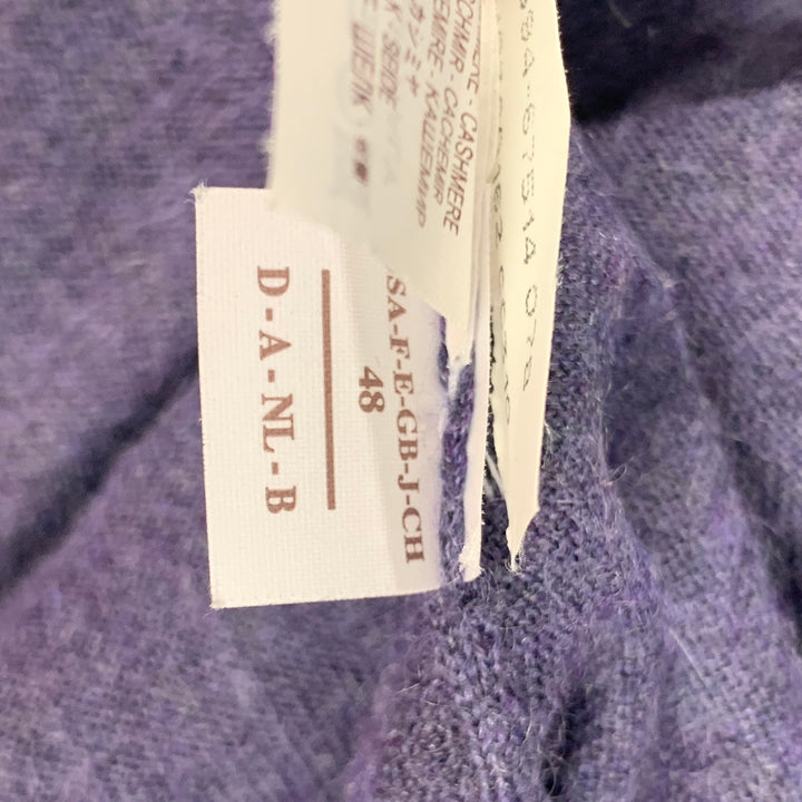 BRUNELLO CUCINELLI Taille S Pull Col V Cachemire Soie Violet Gris