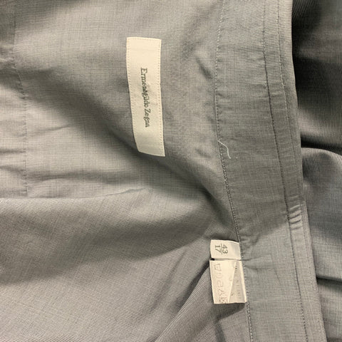 ERMENEGILDO ZEGNA Size XL Grey Cotton Long Sleeve Shirt