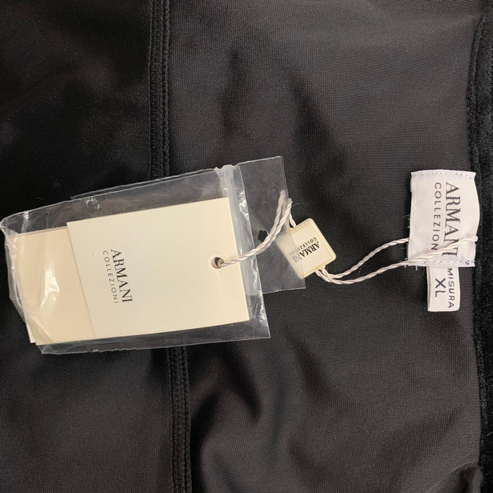 ARMANI COLLEZIONI Size XL Black Swirls Velvet Button Up Long Sleeve Shirt